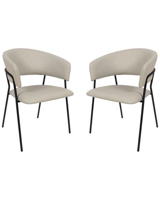 Manhattan Comfort Set Of 2 Slate Metal Vegan Leather Armchairs