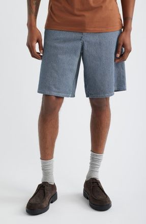 Les Deux Ryder Stripe Denim Shorts in Dark Navy at Nordstrom, Size 31