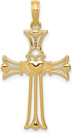 Diamond2Deal 14k Yellow Gold Claddagh Cross Pendant