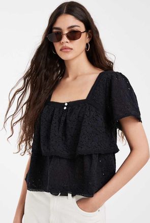 Levi's Blusa nera in pizzo-Nero