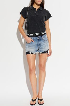 Alexander Wang Polo With Shimmering Crystals, Womens, Black