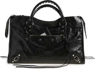 Balenciaga Medium Le City Arena Leather Satchel in 1000 Black at Nordstrom