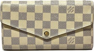 Louis Vuitton Damier Azur White Leather Long Wallet (Bi-Fold) (Pre-Owned)