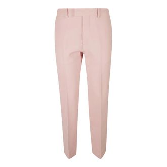 Burberry Straight Trousers, female, Pink, Size: 2XS Pressed-crease Wool Tailored Trousers