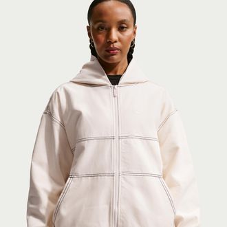 Nike Womens Nike Sportswear Oversized Workwear Jacket in White | IF0336-103