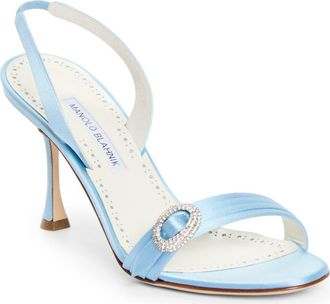 Manolo Blahnik Zutosan Buckle Slingback Sandal in Lblu4535/yoth996F at Nordstrom, Size 36.5