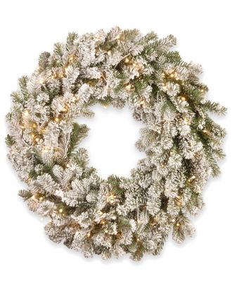 National Tree Company 30In Snowy Sheffield Spruce Wreath With Twinkly Led Lights