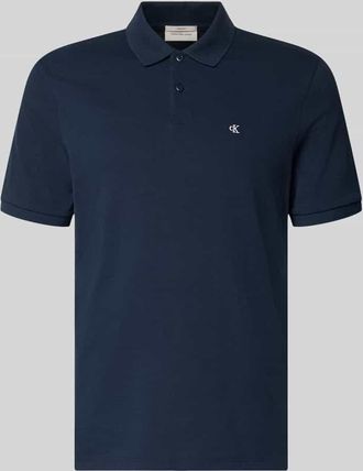 Calvin Klein Jeans Straight Fit Poloshirt mit Label-Stitching in Marine, Gr&ouml;&szlig;e XXL