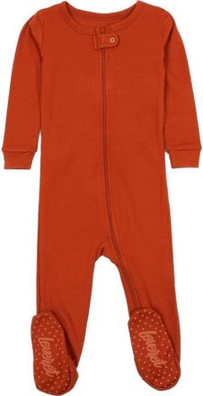 Leveret Footed Printed Cotton Pajamas, Solids, Stripes & Tie Dye in Rust at Nordstrom, Size 12-18M