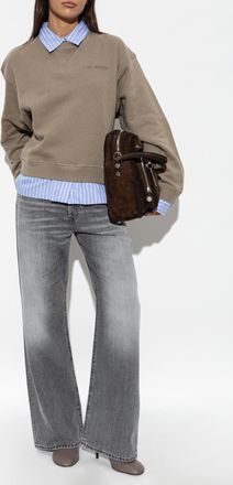 Acne Studios Sweatshirt With Sewn-in Shirt Motif, Womens, Beige