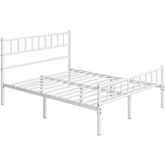 Yaheetech Yaheetech Struttura Letto in Ferro Battuto a Doghe in Metallo Bianco 160 x 200 cm