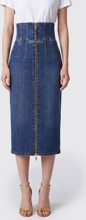 Elisabetta Franchi Gonna midi a tubino in denim con vita bustier