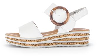 Gabor Keilsandalette GABOR, Damen, Gr. 35, weiss (sanftes wei&szlig;), Glattleder, unifarben, Schuhe Keilsandalette, Sommerschuh, Riemchensandale, Klettverschluss