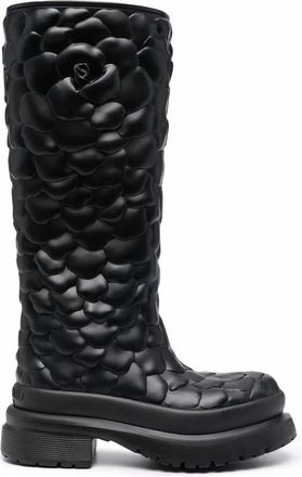 Valentino Garavani Atelier Floral-Embossed Mid-Calf Rain Boots