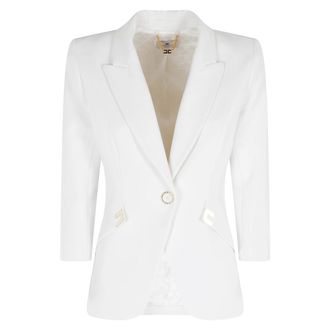Elisabetta Franchi Blazers, female, White, Size: XS Double Layer Stretch Cr&ecirc;pe Jacket