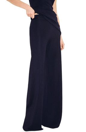 Mango Knit Pull-On Wide Leg Pants in Navy at Nordstrom, Size X-Large