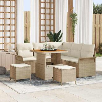 vidaXL Vidaxl - Conjunto De Sof&aacute; De Jard&iacute;n 8 Pcs Beige Rat&aacute;n Sint&eacute;tico