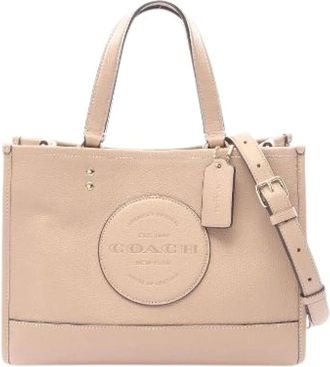 Coach Pre-owned Tote Bags, female, Beige, Size: ONE SIZE Pre-owned Dempsey Carryall Leather Handbag