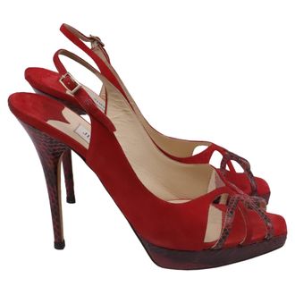 Jimmy Choo London Slingback Heels in Red Suede