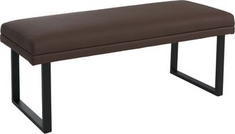 Hhg [nunca Usado] Banco Hhg-078, Banco Tapizado, Banco De Vest&iacute;bulo, Banco De Comedor, Metal Y Cuero Sint&eacute;tico, 120 Cm, Marr&oacute;n