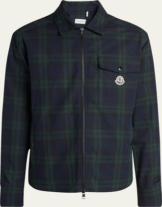 Moncler Mens Plaid Full-Zip Shirt Jacket