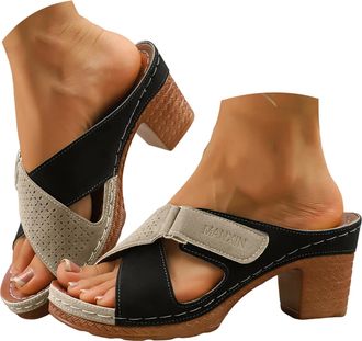 Generic Wedges Heels for Women Dressy, Womens Cork Platform Wedge Sandals Low Heel Open Toe Strapy Comfortable Orthopedic Wedges Ladies Casual Summer Shoes Gr