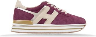 Hogan Su&egrave;de Leren Veterschoenen - Dames - Sneakers - Paars - 35 1/2 EU - Su&egrave;de - Schoenen