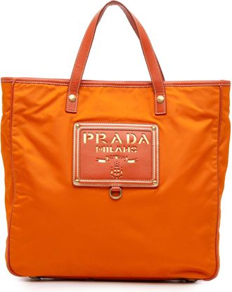 Prada Pre-owned Womens Tote Bag Nylon - Orange - One Size