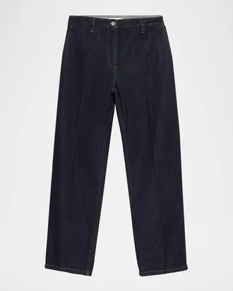 Jil Sander Creased Straight-Leg Denim Trousers