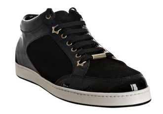 Jimmy Choo London Black Suede and Patent Leather Miami Trainers Size 40