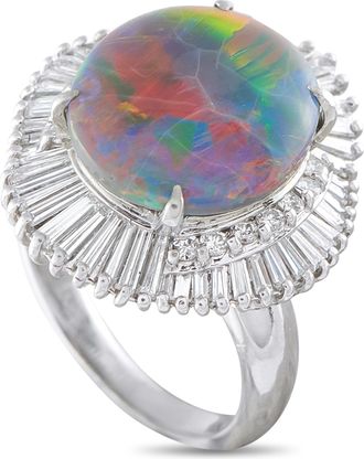 Luxury Bazaar Platinum 1.39ct Diamond and Black Opal Ring MF10-062526