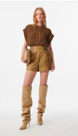 Iro Kalis Knit Short Sleeve Top In Khaki