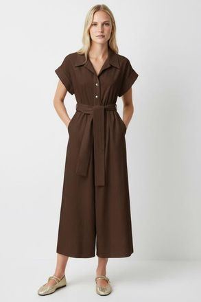 Exquise Leatrice Short Sleeve Belted Midi Jumpsuit in Brown at Nordstrom, Size Large