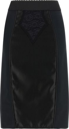 Dolce & Gabbana Lace Insert Skirt Gonne Nero-Donna