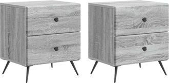 vidaXL Armario De Noche 2 Uds. Gris Sonoma 43 X 34,5 X 47,5 Cm Vidaxl