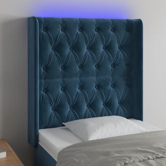 vidaXL Cabecero Con Led De Terciopelo Azul Oscuro 83x16x118/128 Cm Vidaxl