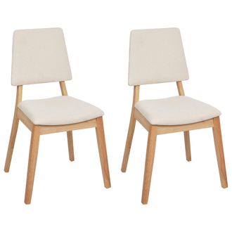 Beliani Beliani - Conjunto De 2 Sillas De Comedor Respaldo Y Asiento Tapizados Madera Clara Beige Claro Merrill