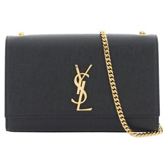 Saint Laurent Womens Kate Shoulder Bag - Black Leather - One Size