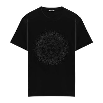 Versace T-Shirts, female, Black, XS, Medusa Cotton T-Shirt