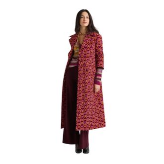 Maliparmi Single-Breasted Coats, female, Multicolor, Size: XL Rolling Chain Overcoat
