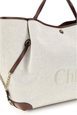 Chlo&eacute; Womens Large Carry Tote Bag Crafty Brown Cotton Shoulder