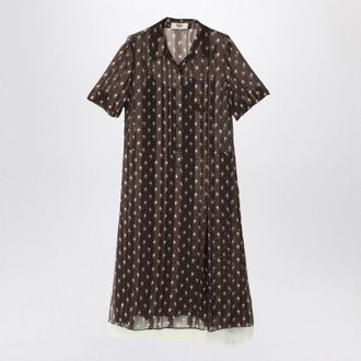 Fendi Bruine Chiffon Chemisier Jurk