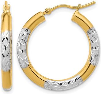 Diamond2Deal 10K Yellow Gold Diamond Cut 3mm Hoop Earrings