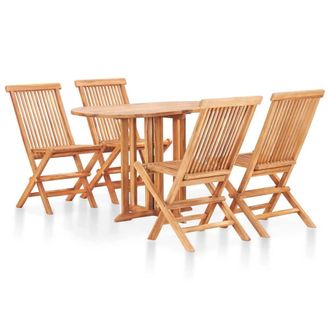 Berkfield Home 5 Piece Folding Outdoor Dining Set Solid Teak Wood in Brown