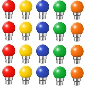 OEM Paquete De 20 Bombillas Led B22 De Colores, 2w, Casquillo De Bayoneta, Rojo, Amarillo, Naranja, Verde, Azul, Irrompibles (equivalente A 20w)