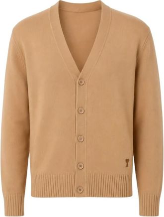 Ami Crewneck Kasjmier Vest met Ami de Coeur - Heren - Cashmere truien - Beige - M - Kasjmier - Truien & Vesten