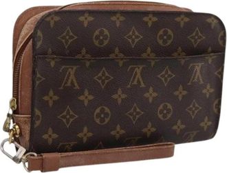 Louis Vuitton Pre-owned Orsay Clutch Bag - Dames - Vintage Clutch - Bruin - ONE Size - Leer - Vintage