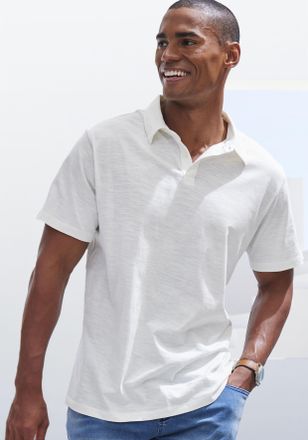 John Devin Poloshirt JOHN DEVIN mit Slub-Garn Struktur, Herren, Gr. XXL (60/62), weiss (sanftes wei&szlig;), Jersey, Obermaterial: 100% Baumwolle, meliert, bequem norm