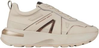 Alexander Smith Liverpool Dames Sneakers van beige leer en mat spiegelend - Dames - Sneakers - Beige - 38 EU - Leer - Schoenen