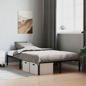 Berkfield Home Metal Bed Frame without Mattress Black 120x200cm | Size: Small Double